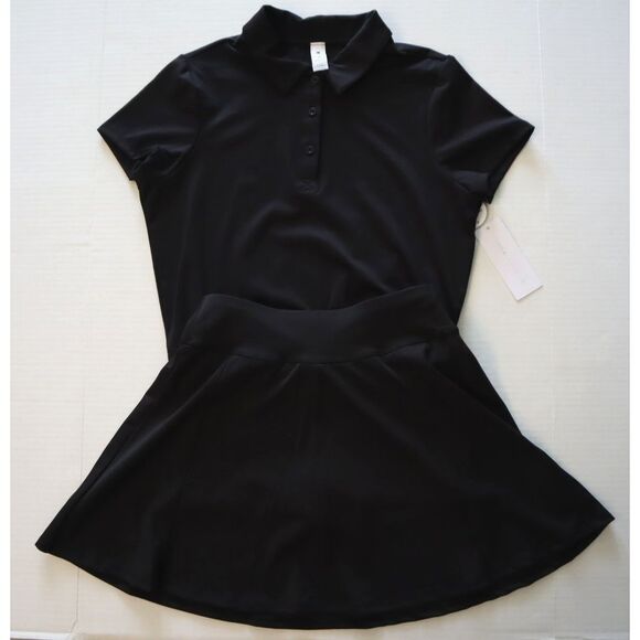 Yogalicious Sz S Black Lux Jane S/S Polo & Game Grace Tennis/Pickleball Skort - Picture 1 of 16